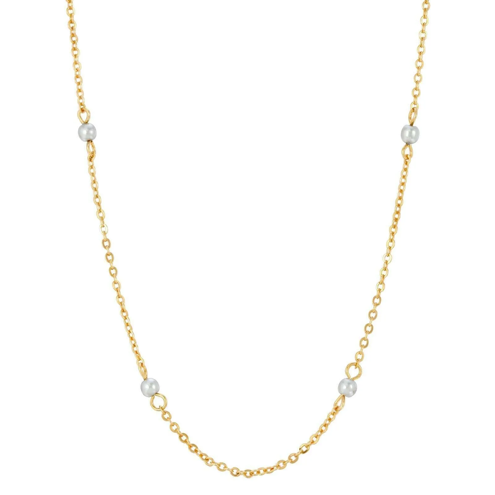 1928 Jewelry Light Grey Faux Pearl Chain Necklace 16" 1928 Jewelry