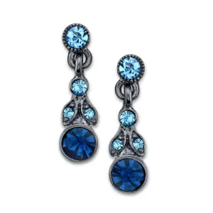 1928 Jewelry Light Sapphire & Montana Blue Euro Crystal  Drop Earrings 1928 Jewelry