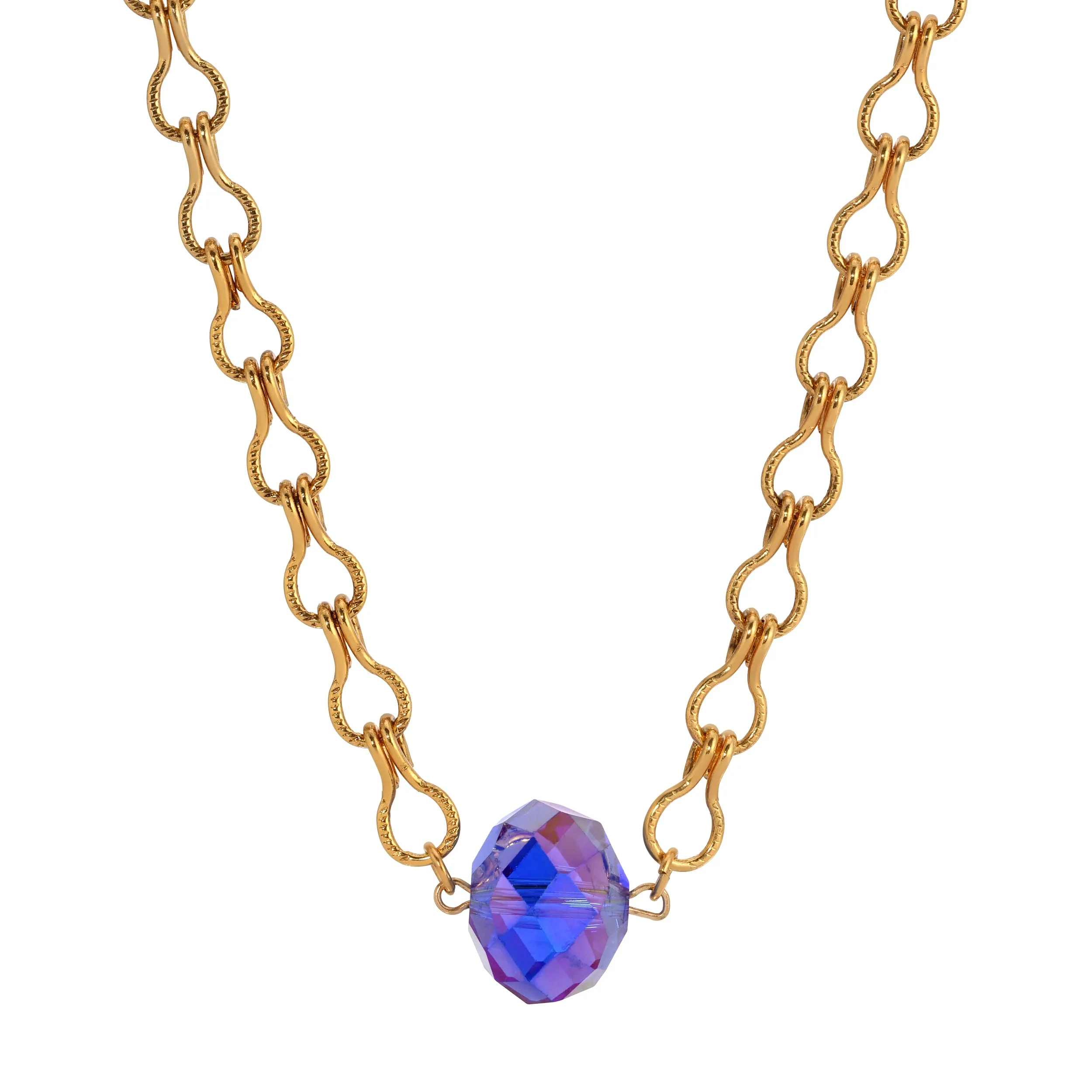 1928 Jewelry Light Sapphire Blue AB Crystal Ladder Chain Necklace 16" 1928 Jewelry
