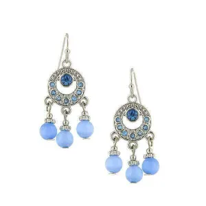 1928 Jewelry Light Sapphire Blue Cats Eye Bead Drop Earrings 1928 Jewelry