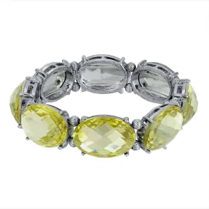 1928 Jewelry Light Yellow Crystal Oval Faceted Stretch Bracelet 1928 Jewelry