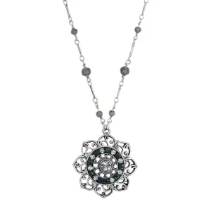 1928 Jewelry Majestic Blue Crystal & Beaded Pendant Necklace 18" 1928 Jewelry