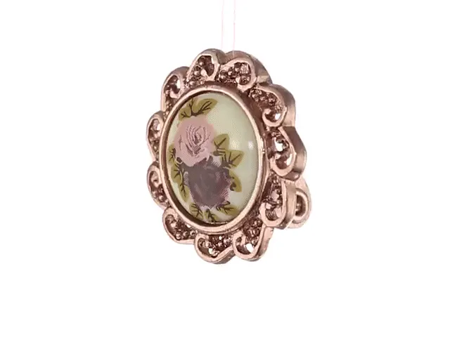 1928 Jewelry Manor House Pink & Purple Rose Decal Clip On Earrings 1928 Jewelry