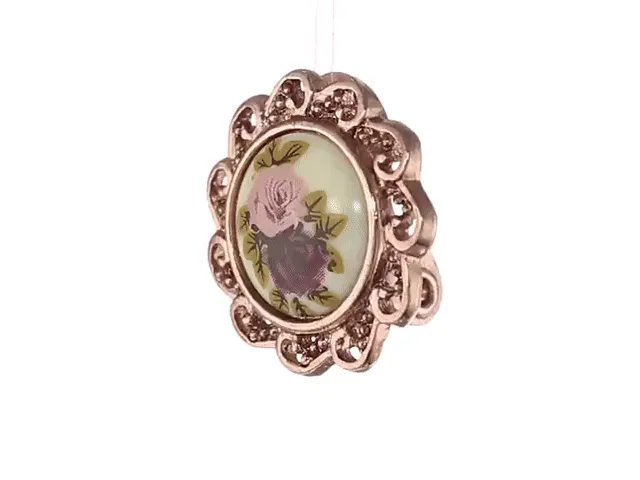 1928 Jewelry Manor House Pink & Purple Rose Decal Clip On Earrings 1928 Jewelry