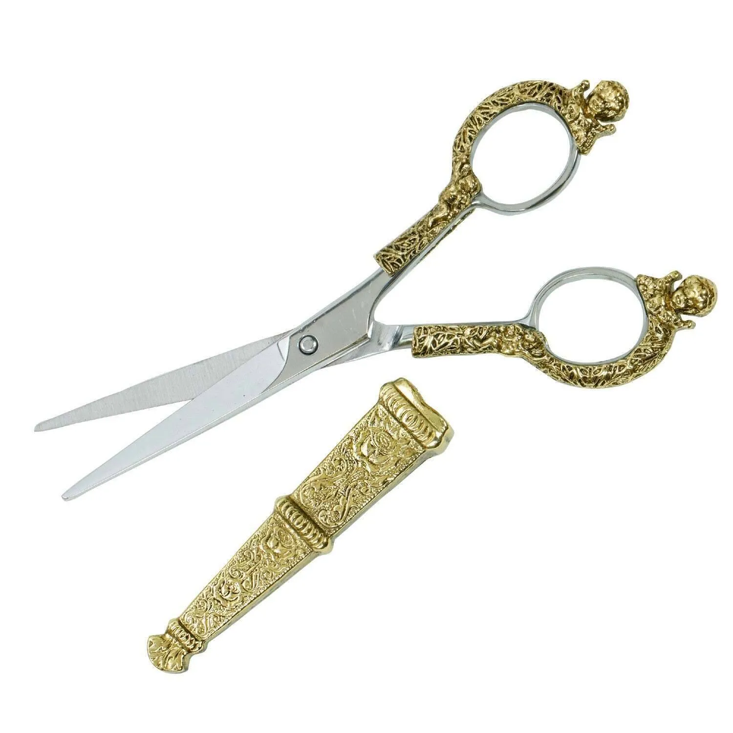 1928 Jewelry Manor House Pink And Purple Flower Decal Cherub Scissors 1928 Jewelry