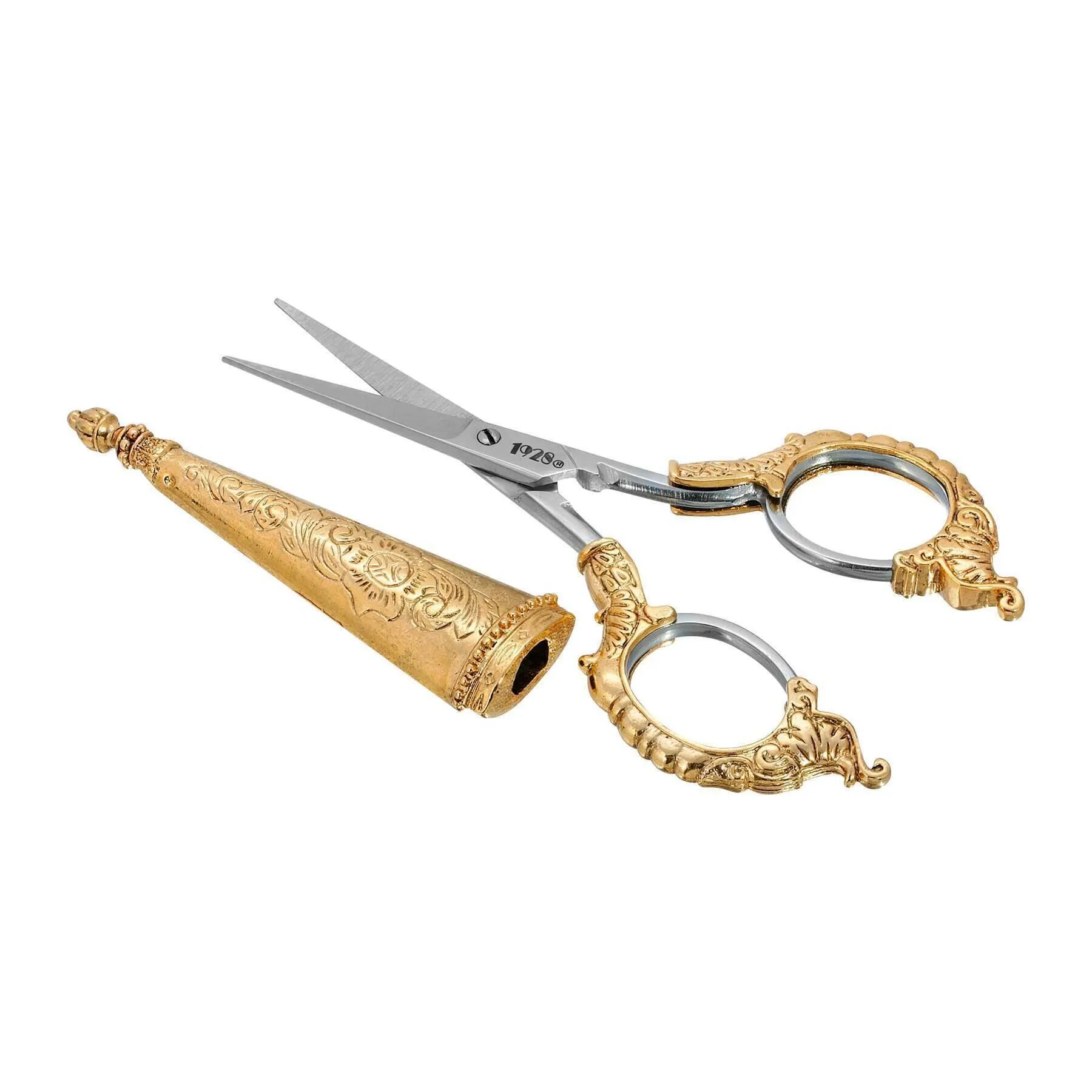 1928 Jewelry Manor House Two Tone Purple And Pink Flower Decal Small Scissors 1928 Jewelry