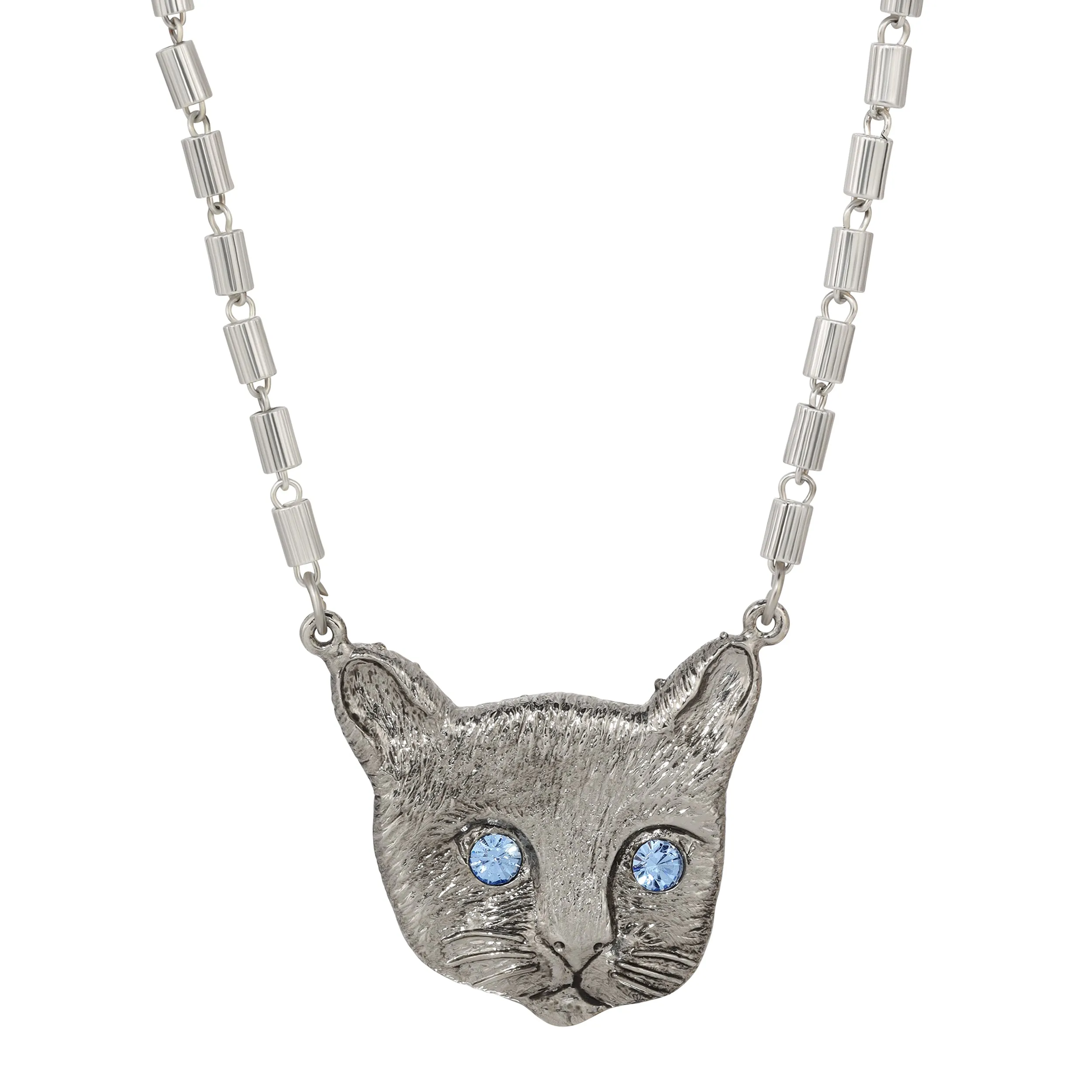 1928 Jewelry Meow Meow Blue Crystal Eyes Pendant Necklace 17" 1928 Jewelry