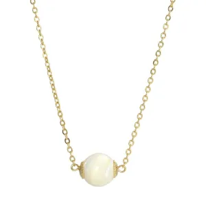 1928 Jewelry Minimalist Mother of Pearl Shell Bead Drop Necklace 15"   3" Extender 1928 Jewelry