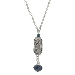1928 Jewelry Montana Blue Crystal Paws And Bones Pendant Necklace 16" 1928 Jewelry