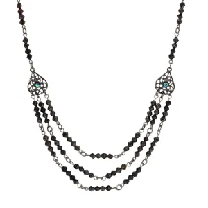 1928 Jewelry Multi Beaded Crystal Teardrop Filigree Bib Necklace 15"   3" Extension 1928 Jewelry