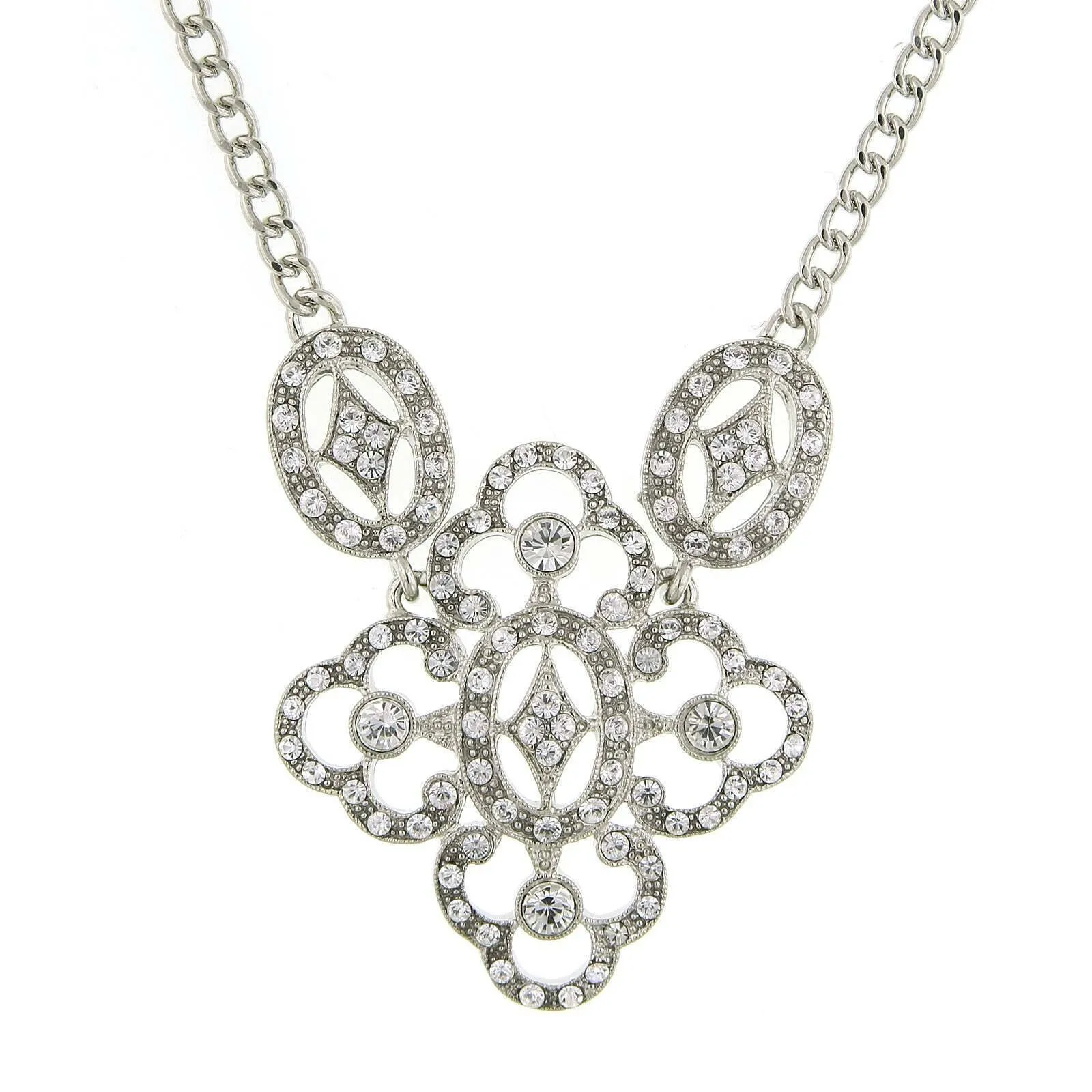 1928 Jewelry Multi Crystal Filigree Pendant Necklace 16"   3" Extender 1928 Jewelry