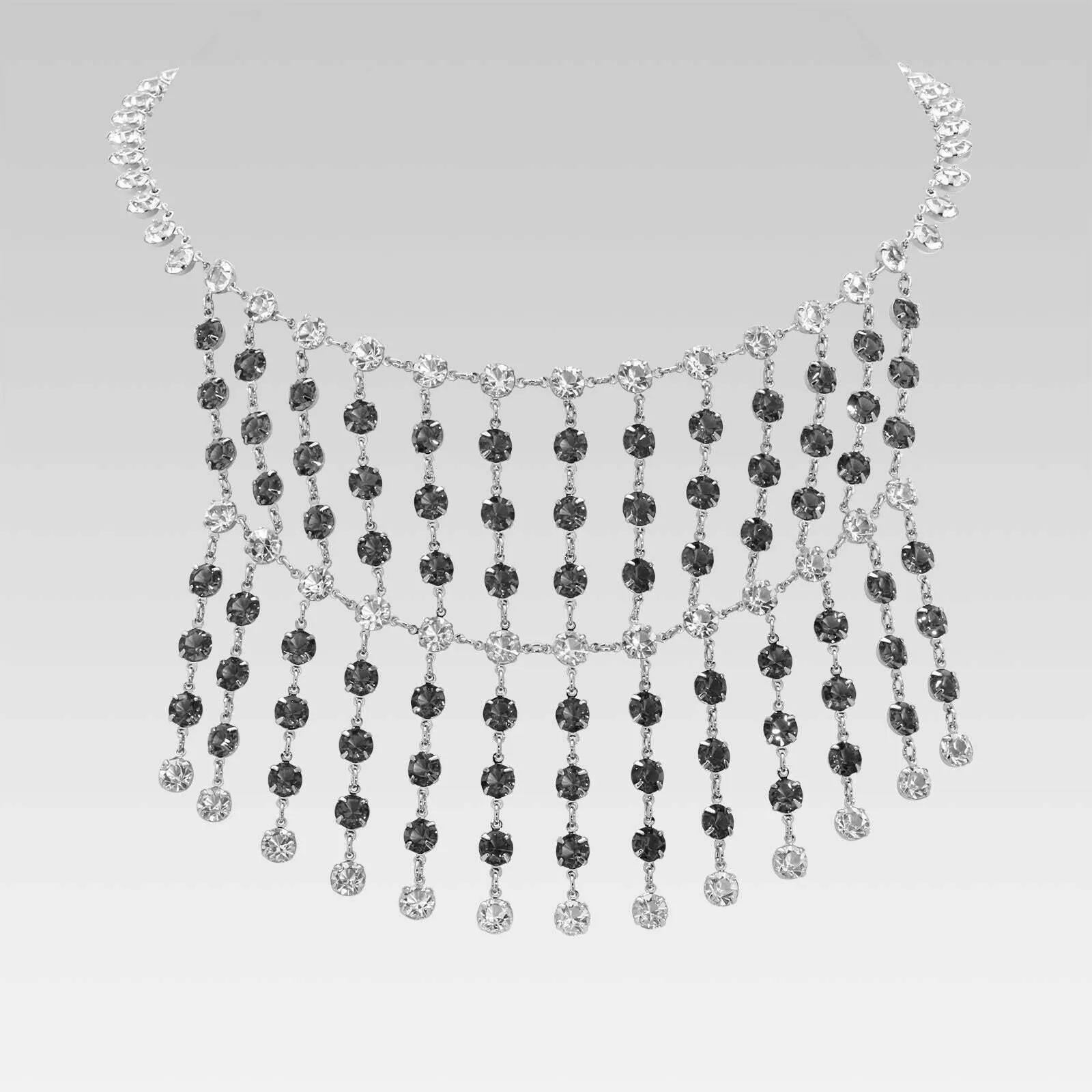1928 Jewelry Multi Drop Clear and Black Diamond Austrian Crystal Necklace 16" 1928 Jewelry