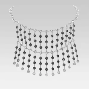 1928 Jewelry Multi Drop Clear and Black Diamond Austrian Crystal Necklace 16" 1928 Jewelry