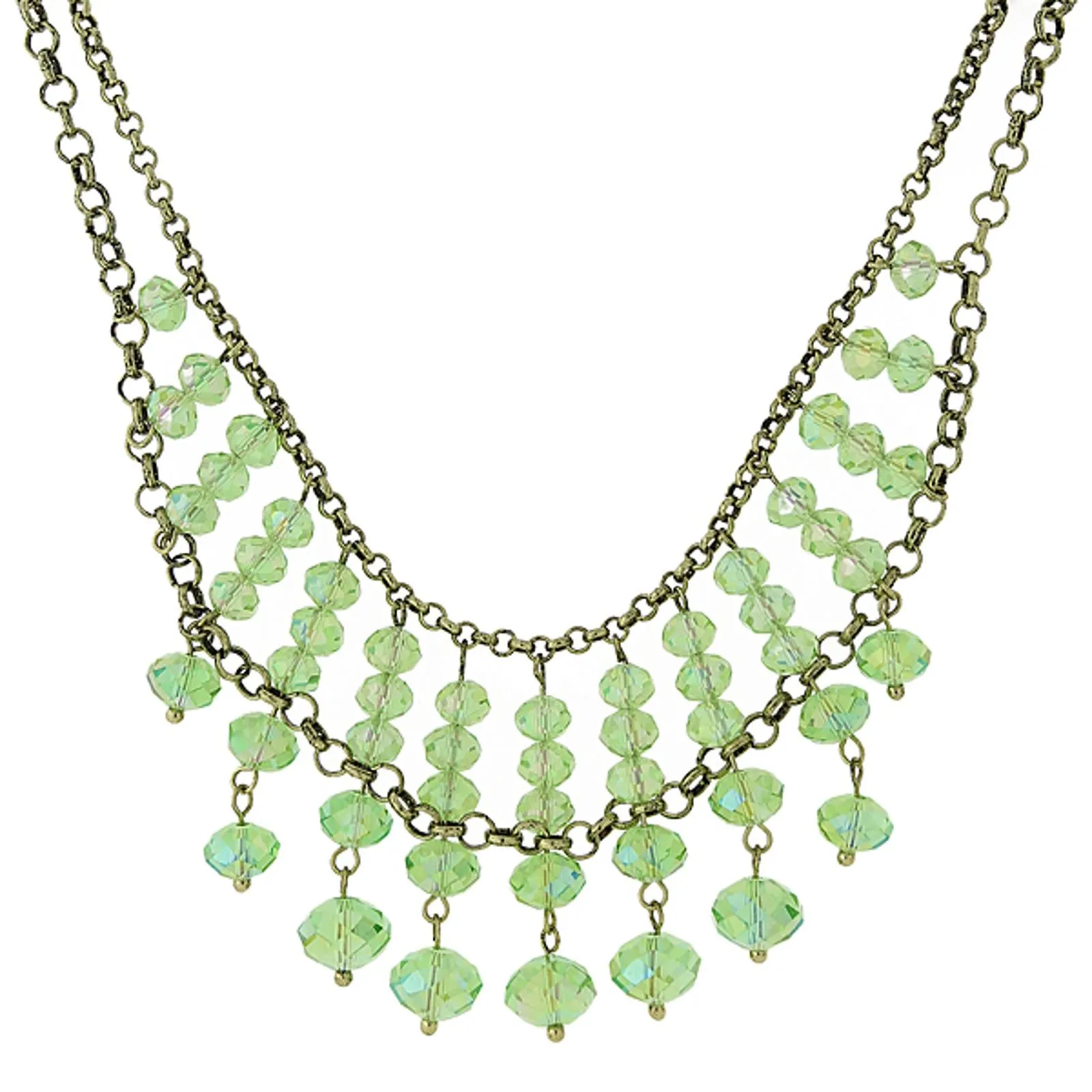 1928 Jewelry Multi Faceted Beaded Two Tier Chain Necklace 16"   3" Extender 1928 Jewelry