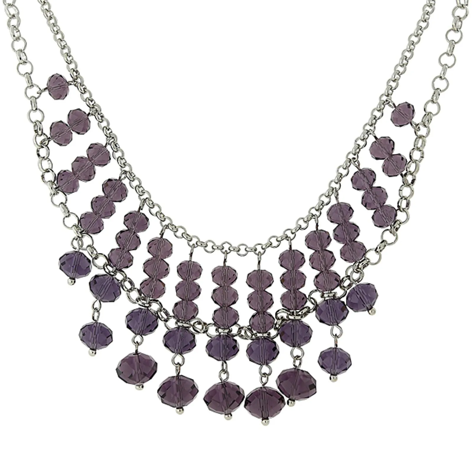 1928 Jewelry Multi Faceted Beaded Two Tier Chain Necklace 16"   3" Extender 1928 Jewelry