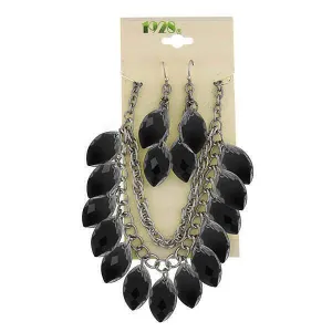 1928 Jewelry Multi Faceted Navette Drop Earrings and Necklace Set 1928 Jewelry