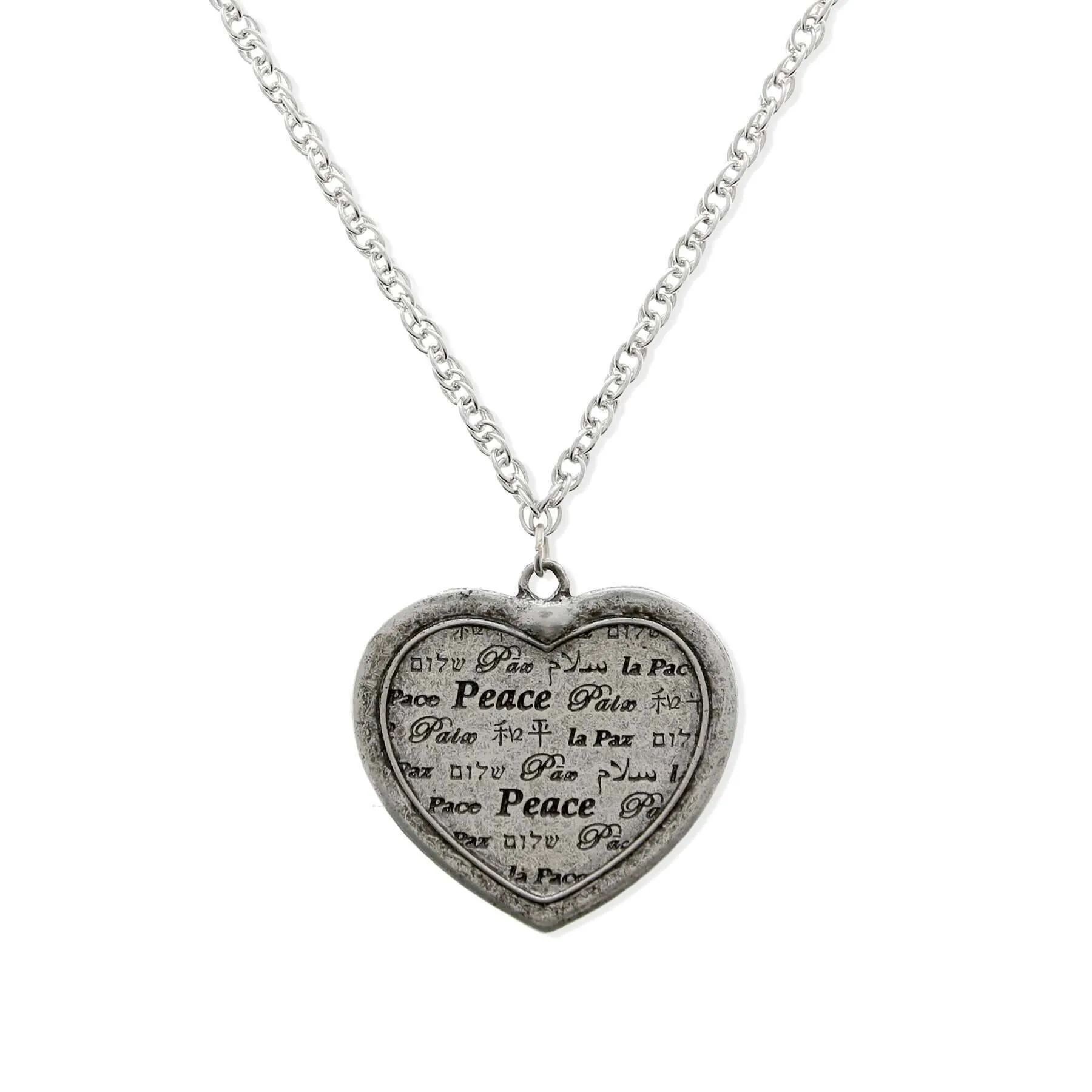 1928 Jewelry Multilingual Peace Heart Pendant Necklace 28" 1928 Jewelry