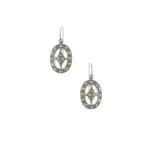 1928 Jewelry Oval Faux Marcasite Drop Earrings 1928 Jewelry