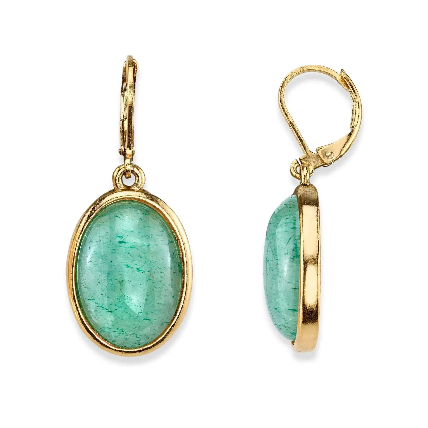 1928 Jewelry Oval Gemstone Drop Earrings 1928 Jewelry