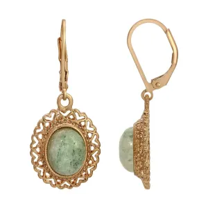 1928 Jewelry Oval Gemstone Heart Drop Earrings 1928 Jewelry