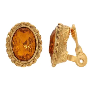 1928 Jewelry Oval Glass Crystal Rope Frame Clip Earrings 1928 Jewelry
