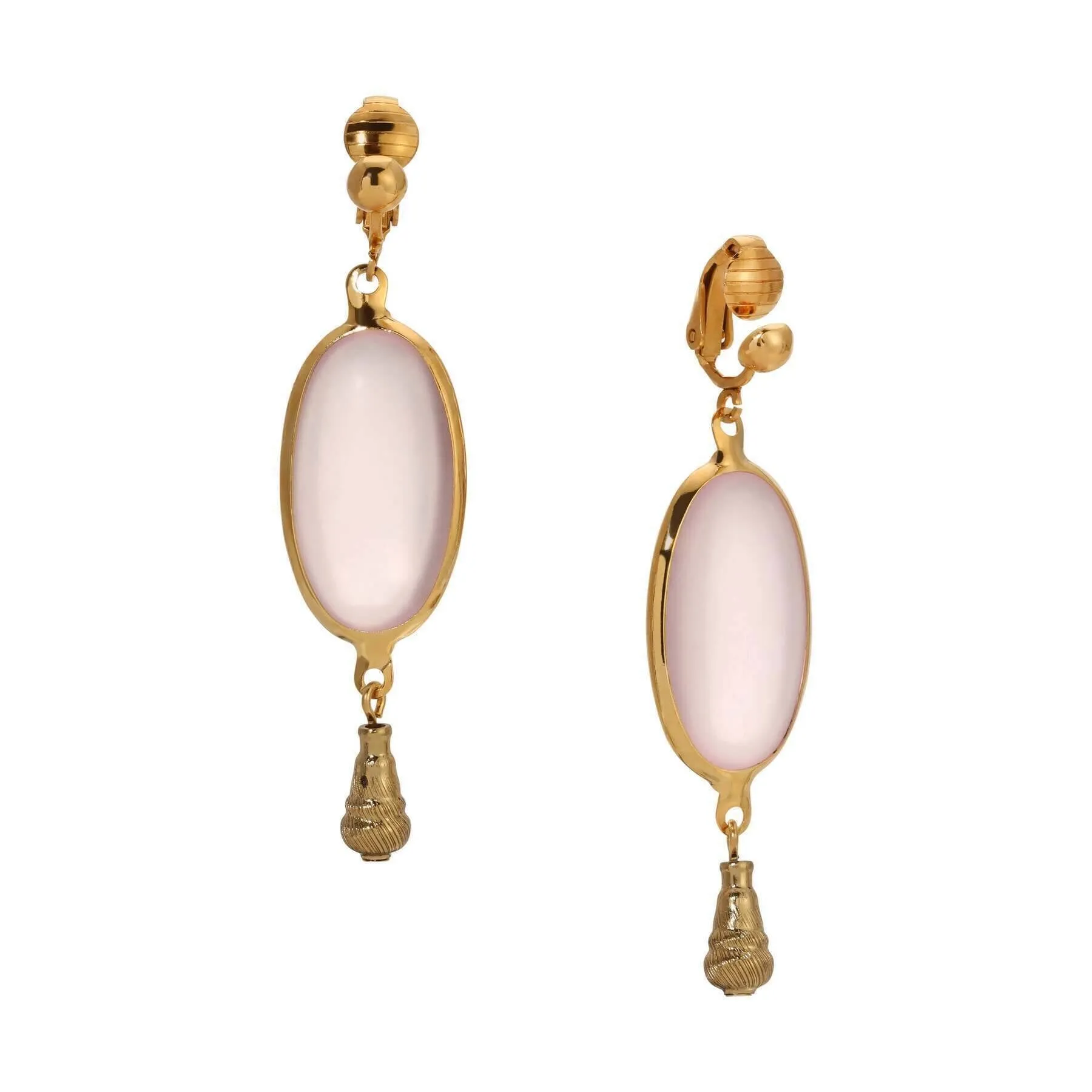 1928 Jewelry Oval Matte Rose Pink Stone Teardrop Bead Clip On Earrings 1928 Jewelry