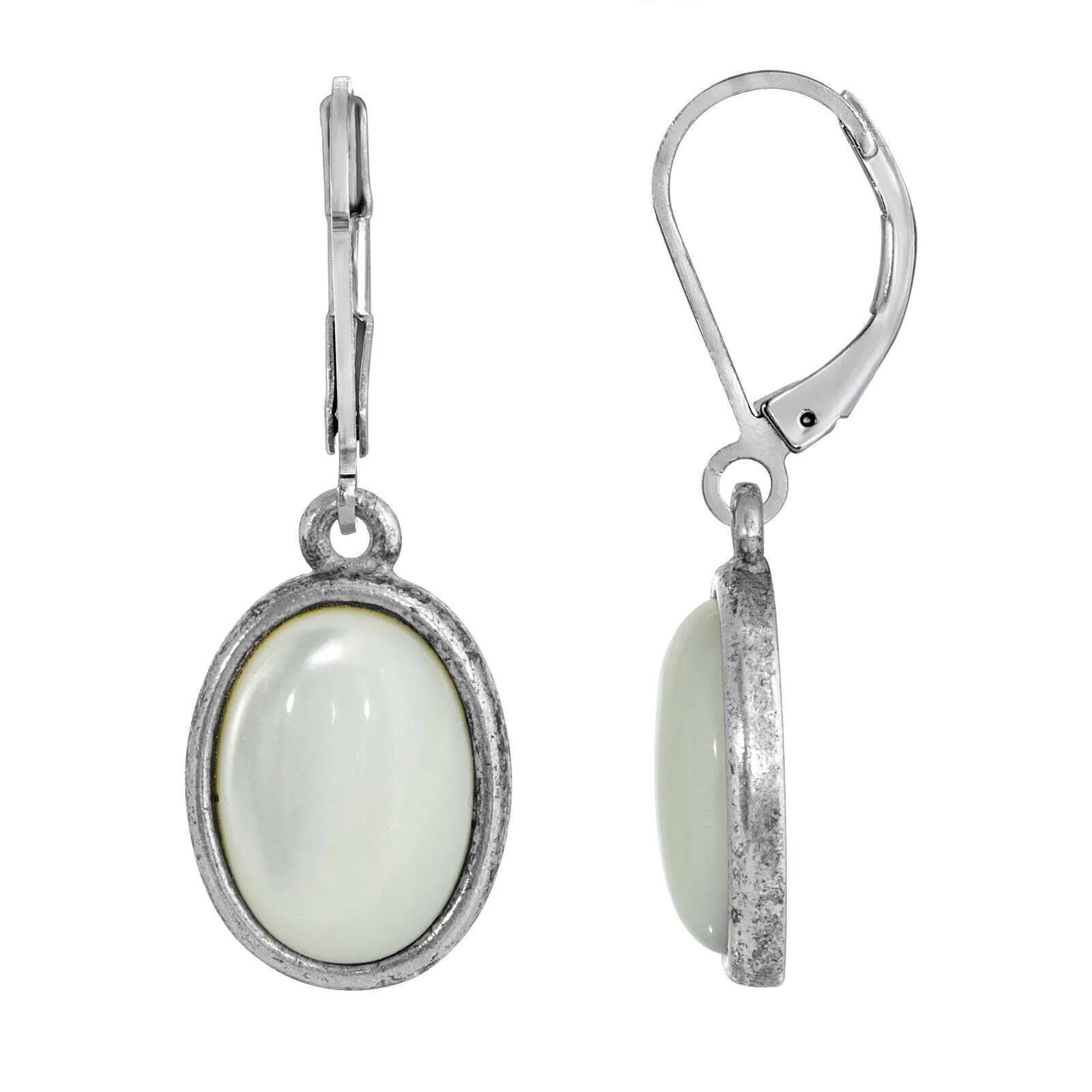 1928 Jewelry Oval Semi Precious Gemstone Drop Earrings 1928 Jewelry