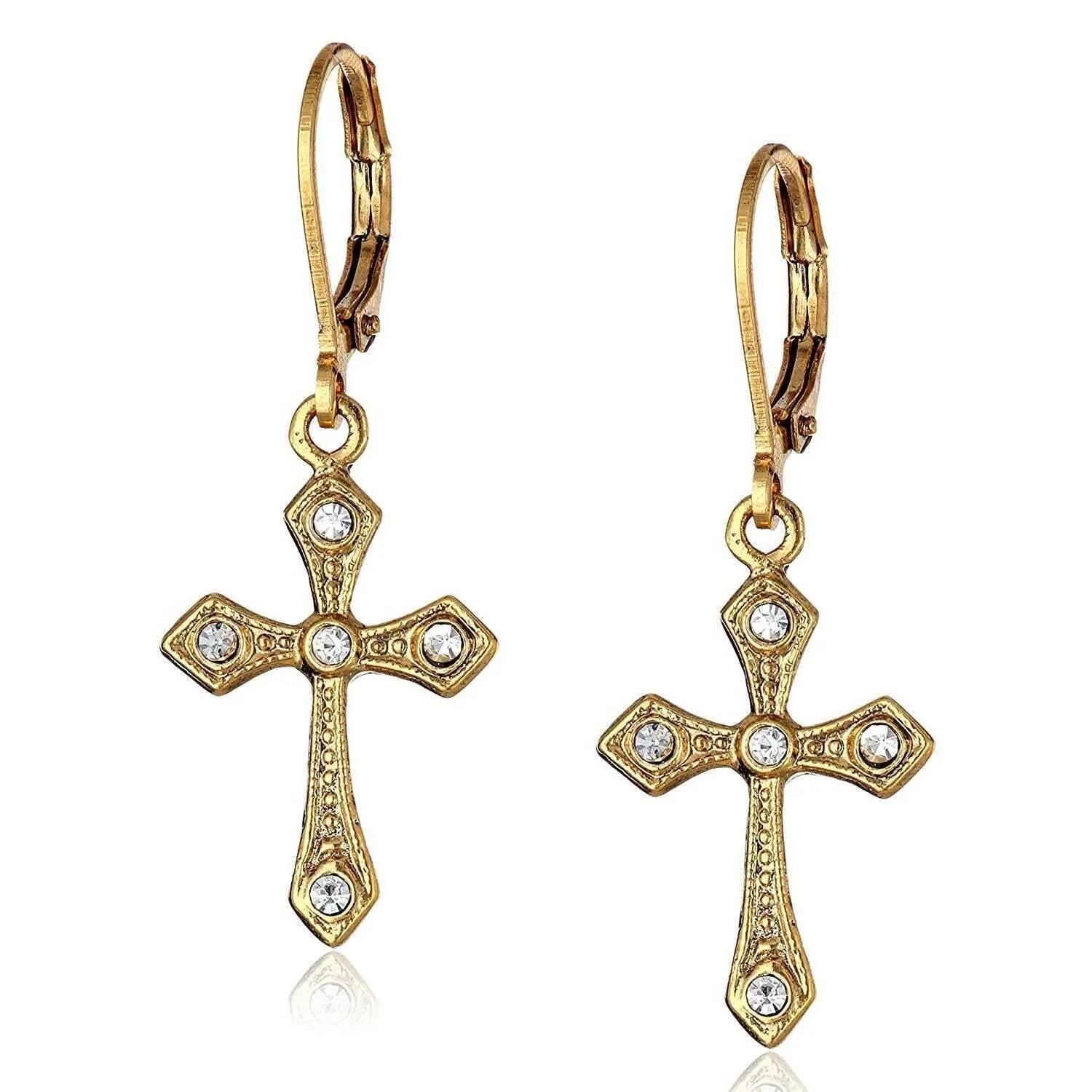 1928 Jewelry Passion Cross Crystal Accent Drop Earrings 1928 Jewelry