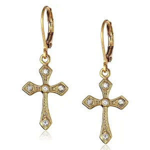 1928 Jewelry Passion Cross Crystal Accent Drop Earrings 1928 Jewelry