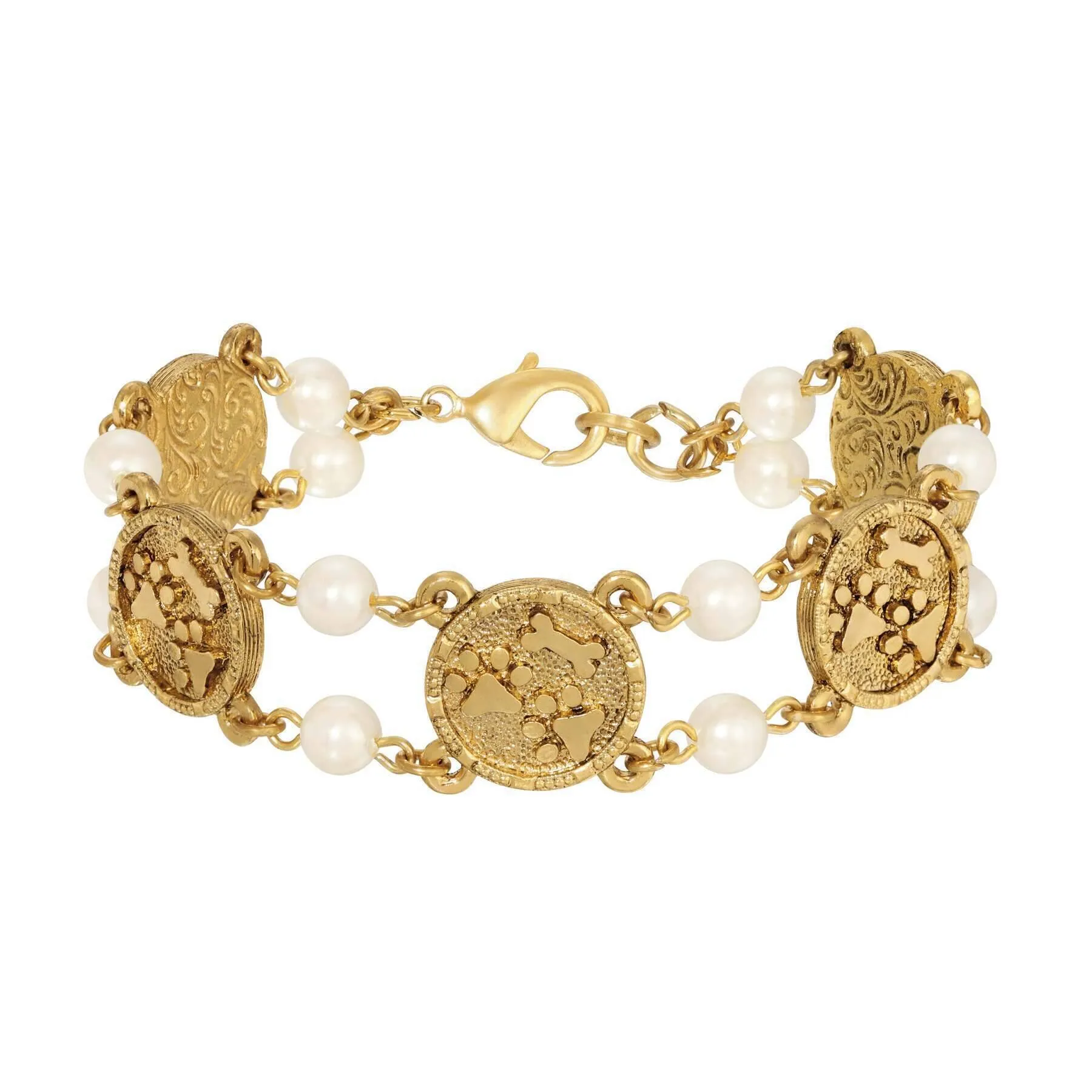 1928 Jewelry Paws & Bone Beaded Link Bracelet 1928 Jewelry