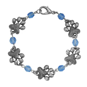 1928 Jewelry Paws & Light Sapphire Blue Glass Bead Bracelet 1928 Jewelry