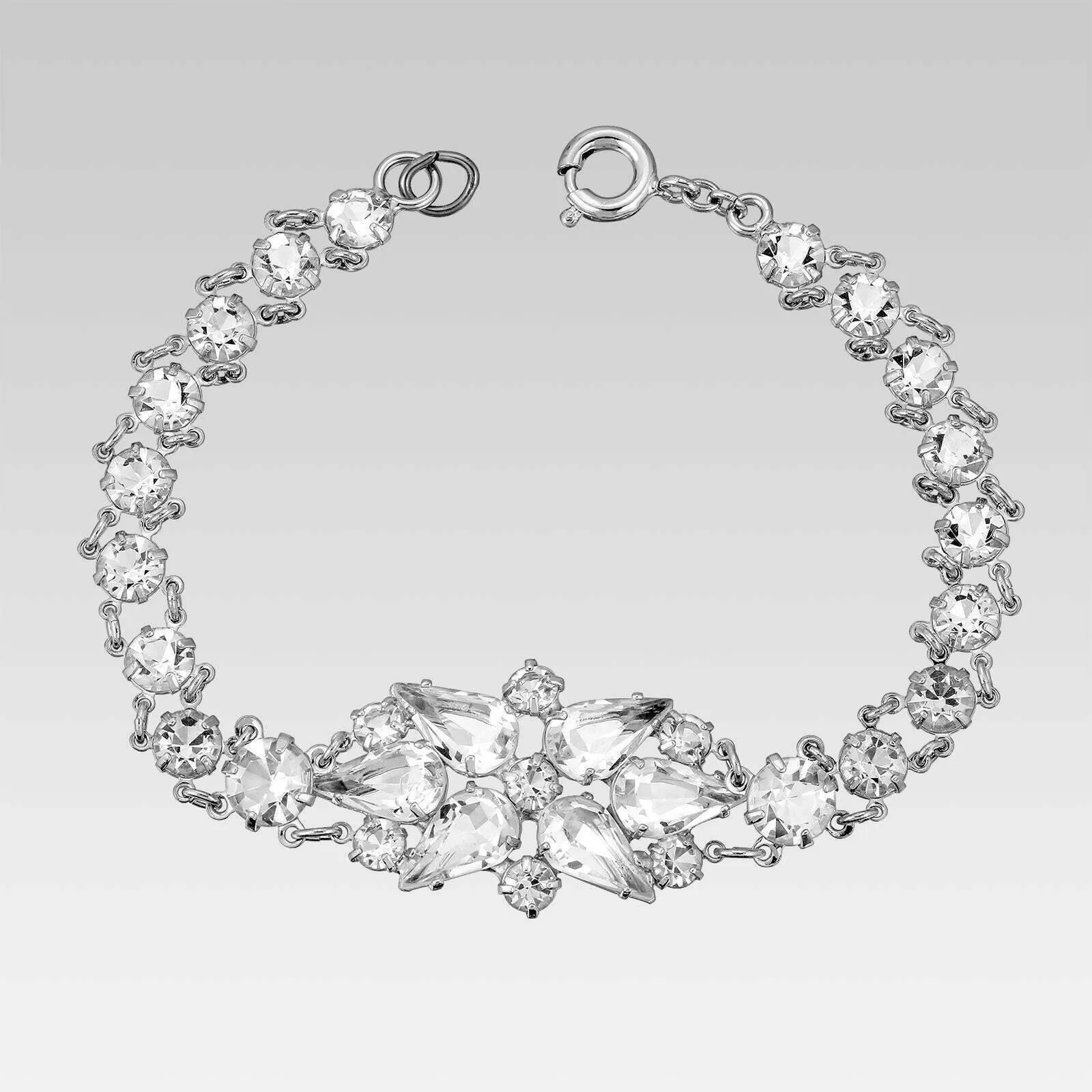 1928 Jewelry Pear & Round Multi Austrian Crystal Link Bracelet 1928 Jewelry
