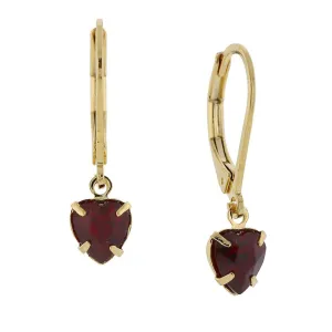 1928 Jewelry Petite Siam Red Heart Drop Earrings 1928 Jewelry