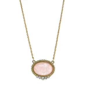 1928 Jewelry Pink Moonstone Crystal Accent Pendant Necklace 16"   3" Extender 1928 Jewelry