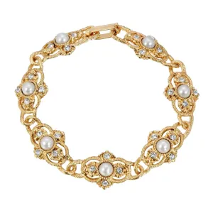 1928 Jewelry Prestige Textured Link Crystal And Stone Bracelet 1928 Jewelry
