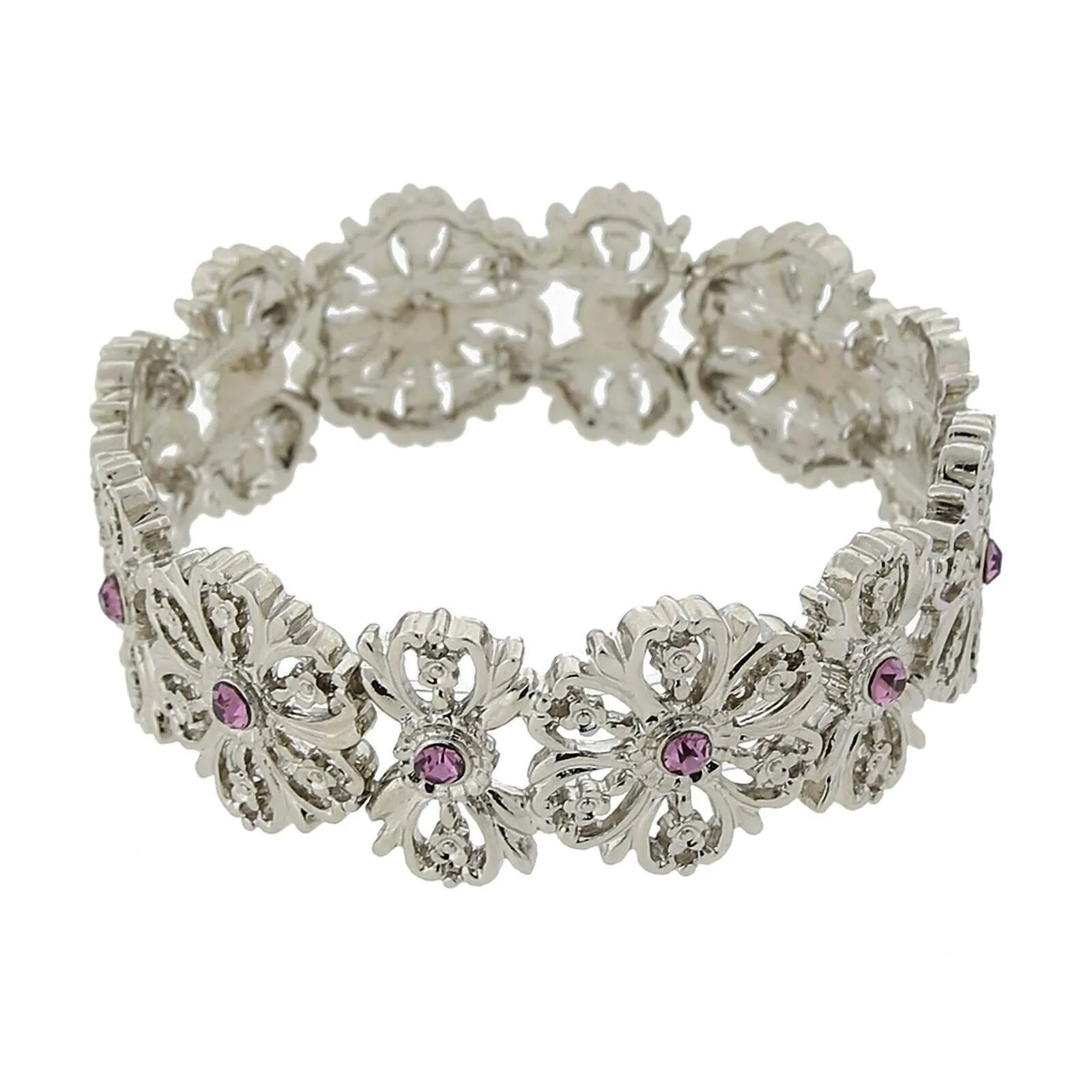 1928 Jewelry Purple Flower Stretch Bracelet 1928 Jewelry