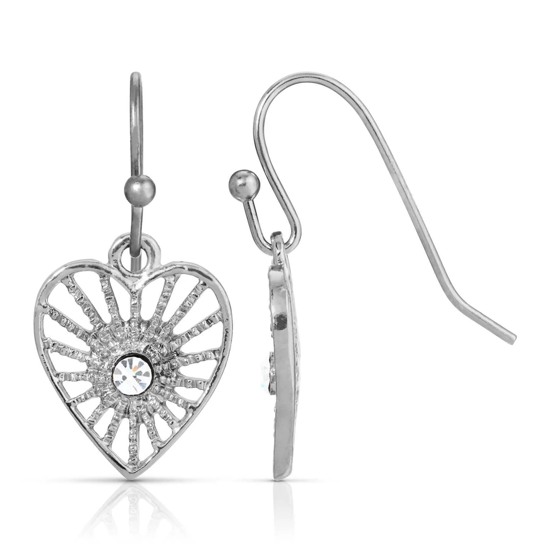 1928 Jewelry Radiating Heart Crystal Drop Earrings 1928 Jewelry