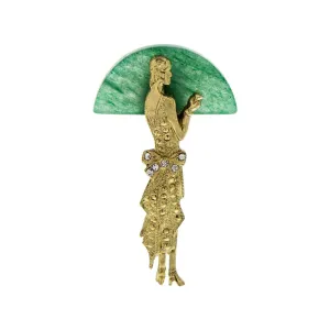 1928 Jewelry Roaring 20's Women Green Aventurine Gemstone Pin 1928 Jewelry