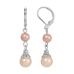1928 Jewelry Rosabella Raspberry & Peach Faux Pearl Drop Earrings 1928 Jewelry