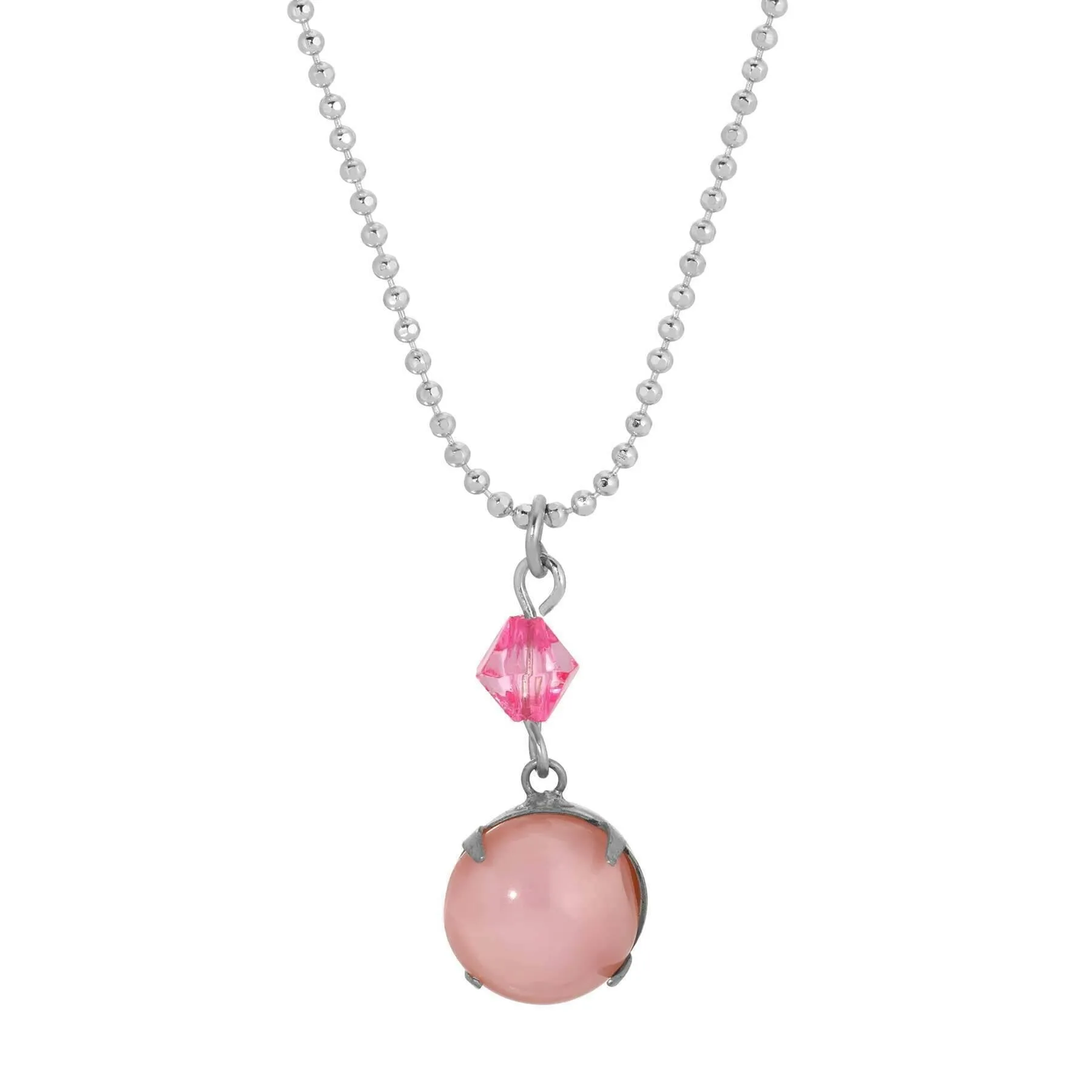 1928 Jewelry Roseate Paradise Fuchsia Bead Pink Moonstone Pendant Necklace 16" 1928 Jewelry