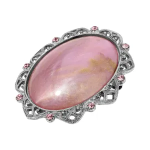 1928 Jewelry Roseate Paradise Light Rose Pink Crystal Oval Pink Stone Brooch 1928 Jewelry