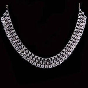 1928 Jewelry Round 3 Row Vintage Austrian Crystal Necklace 16"   3" Extender 1928 Jewelry