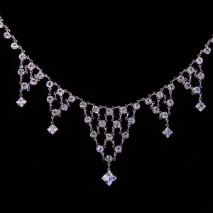 1928 Jewelry Round And Square Austrian Crystal Drop Necklace 15" 1928 Jewelry