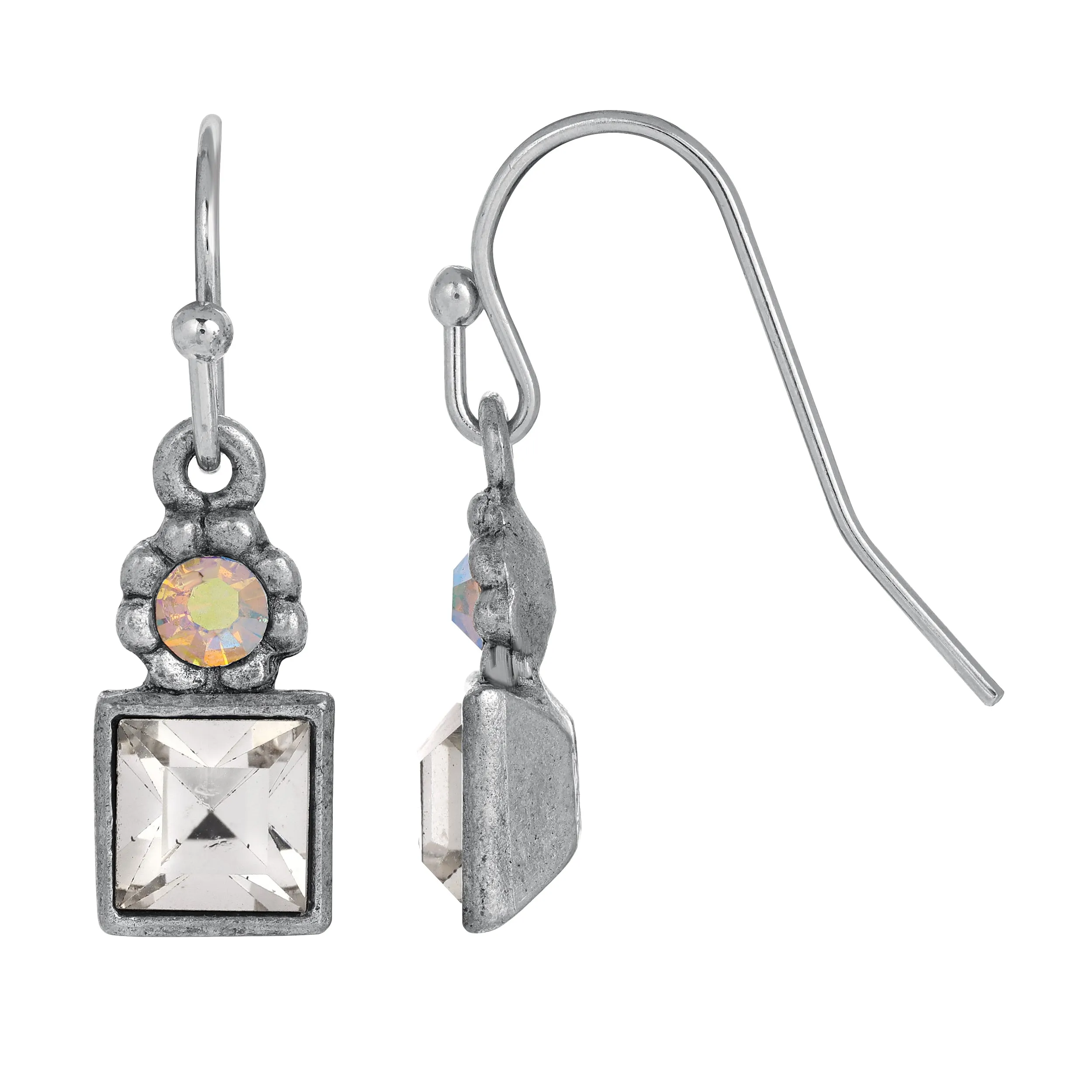 1928 Jewelry Round And Square Sparkling Crystal Drop Earrings 1928 Jewelry
