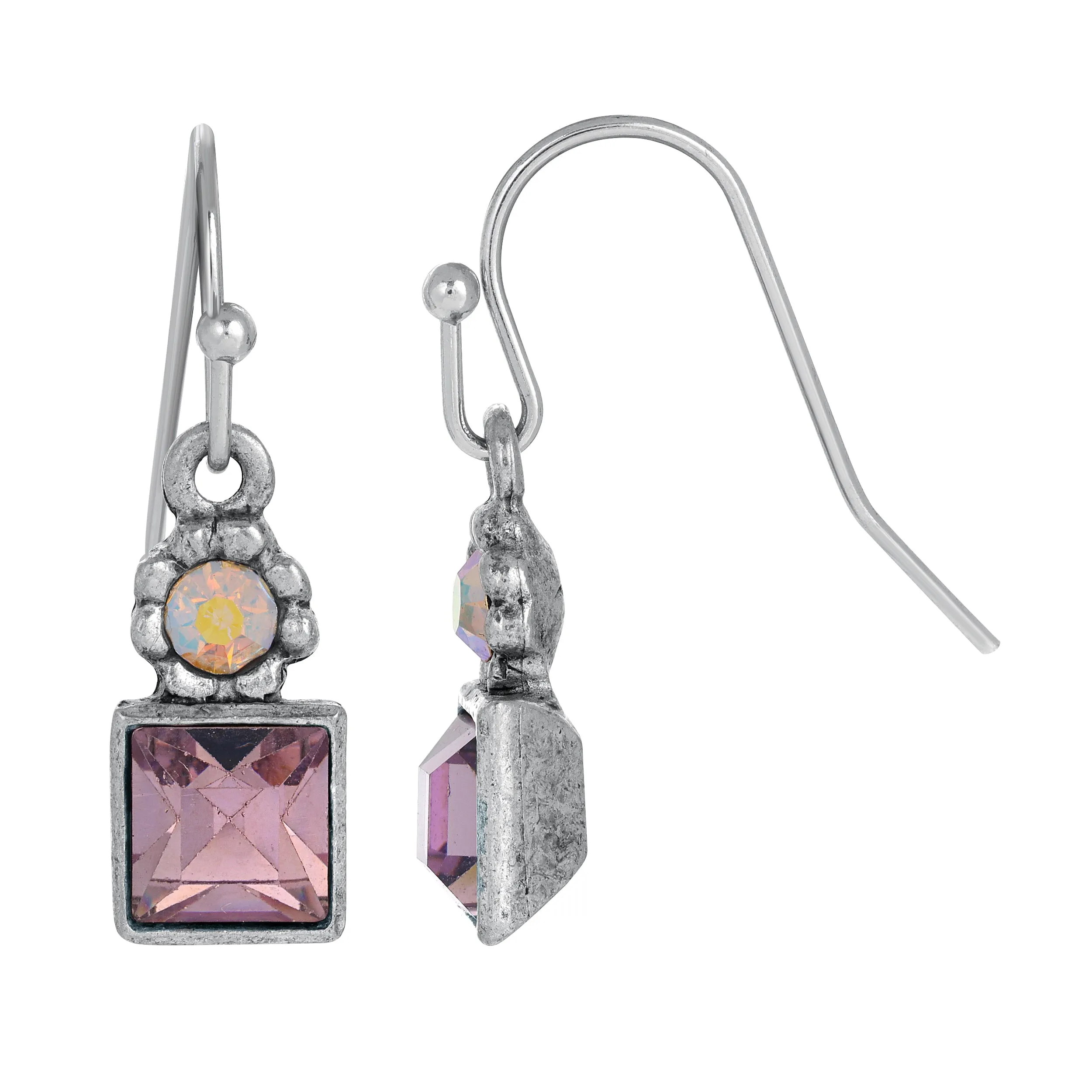 1928 Jewelry Round And Square Sparkling Crystal Drop Earrings 1928 Jewelry