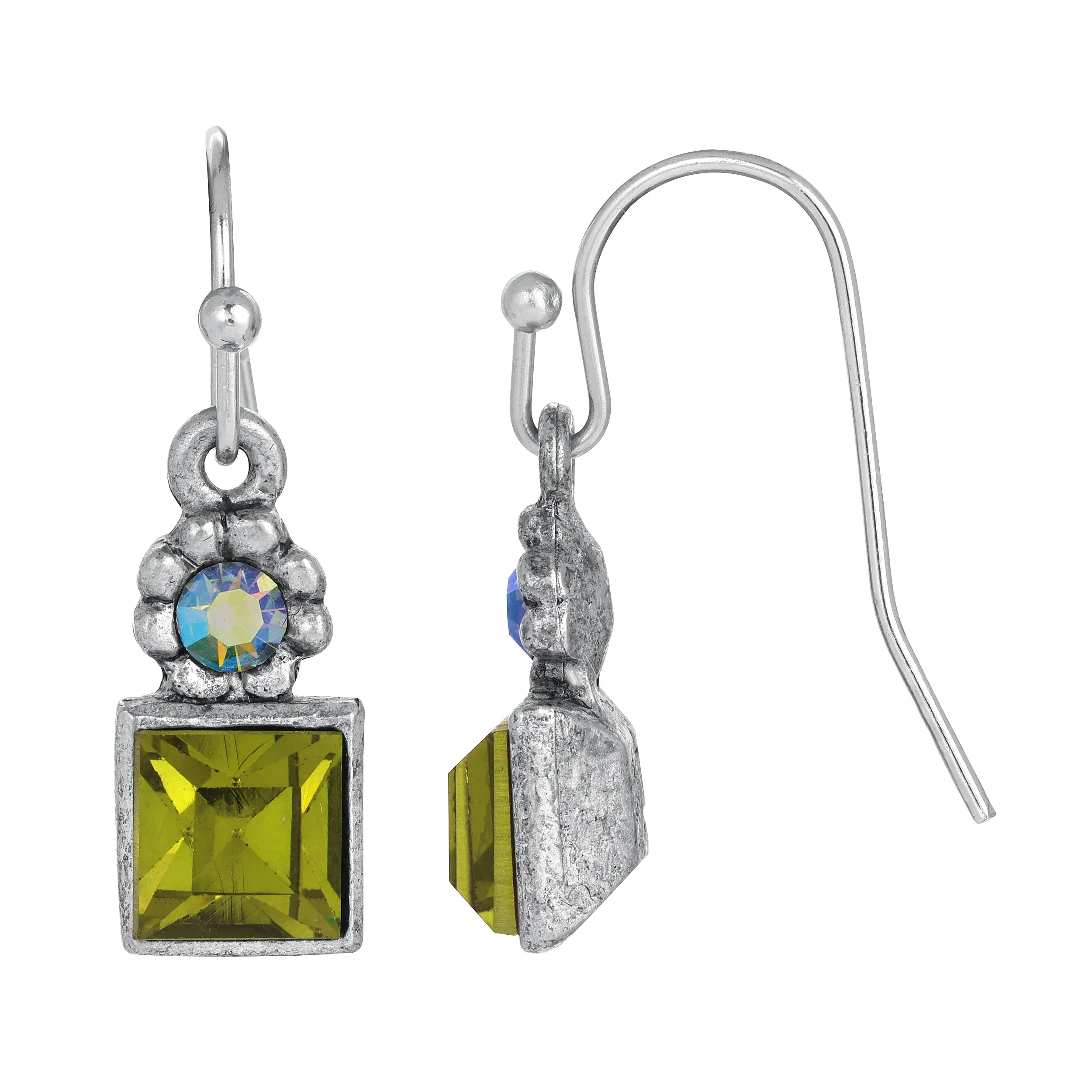 1928 Jewelry Round And Square Sparkling Crystal Drop Earrings 1928 Jewelry