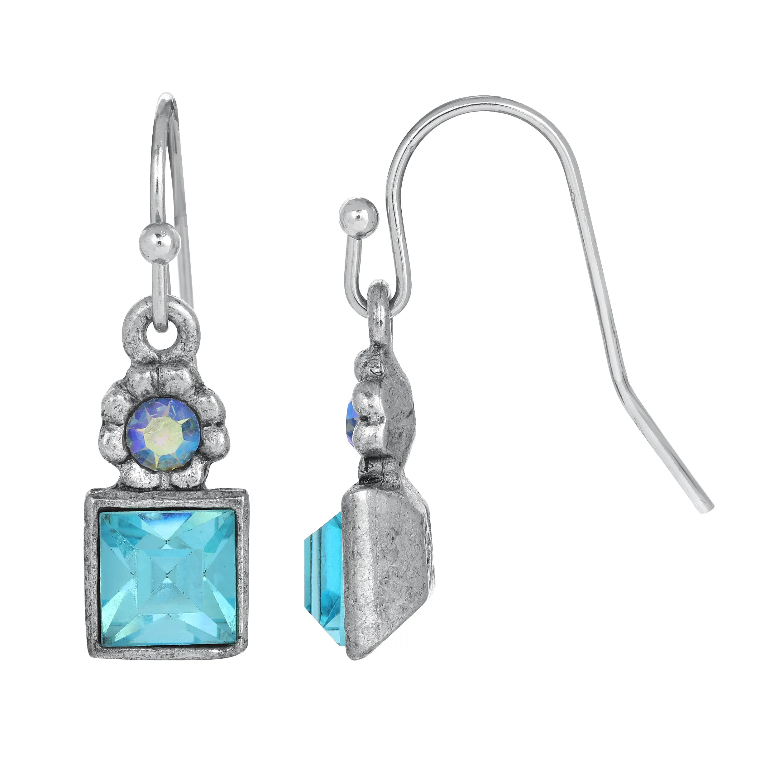 1928 Jewelry Round And Square Sparkling Crystal Drop Earrings 1928 Jewelry