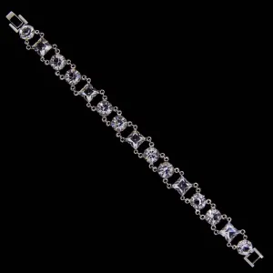 1928 Jewelry Round And Square Vintage Austrian Crystal Link Bracelet 1928 Jewelry