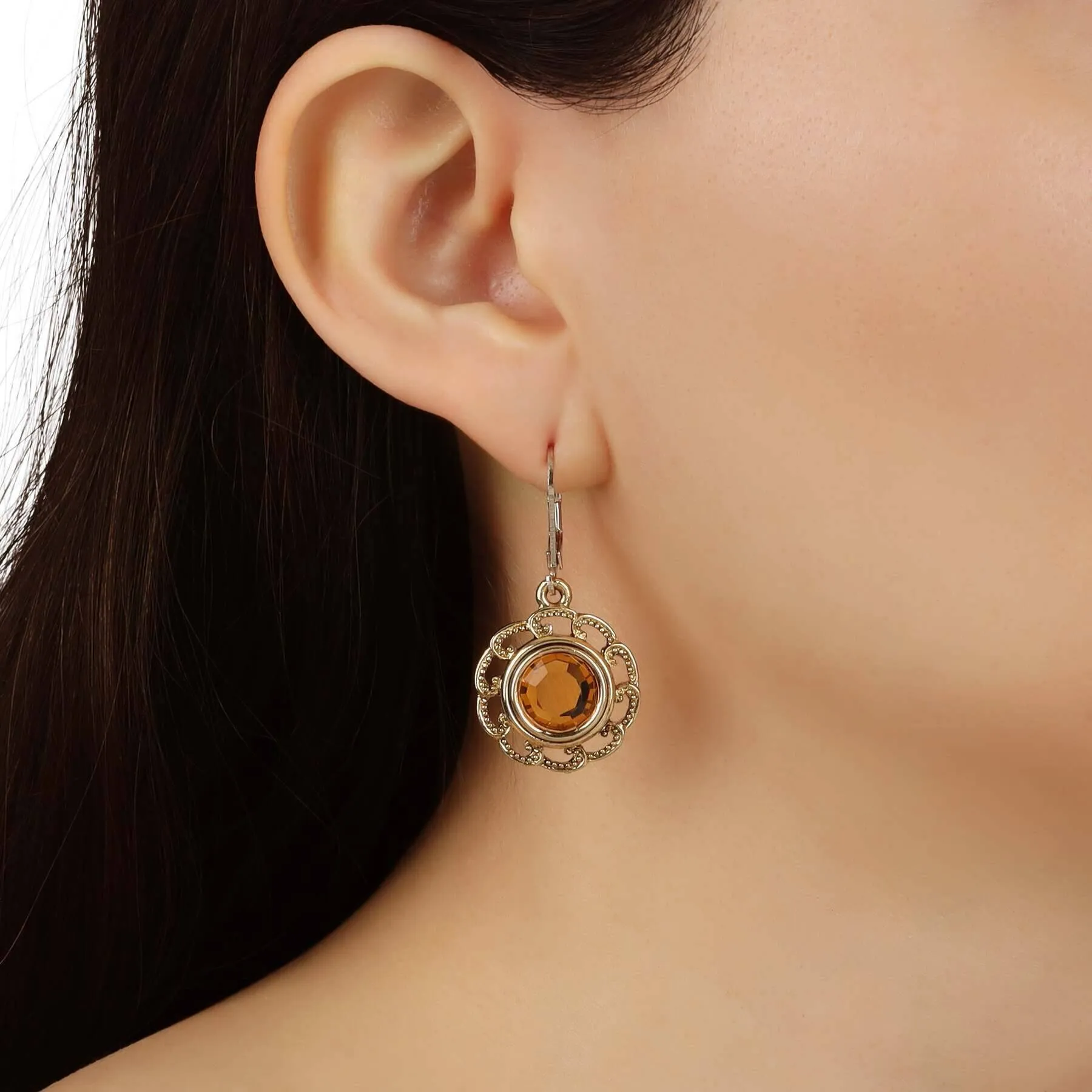 1928 Jewelry Round Austrian Crystal Drop Earring 1928 Jewelry