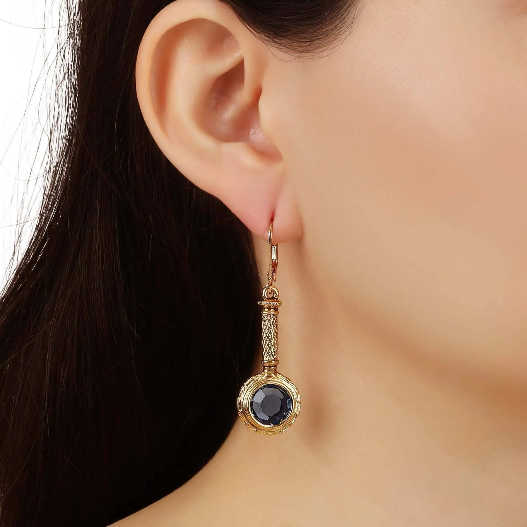 1928 Jewelry Round Austrian Crystal Magnifying Glass Shaped Drop Earrings 1928 Jewelry